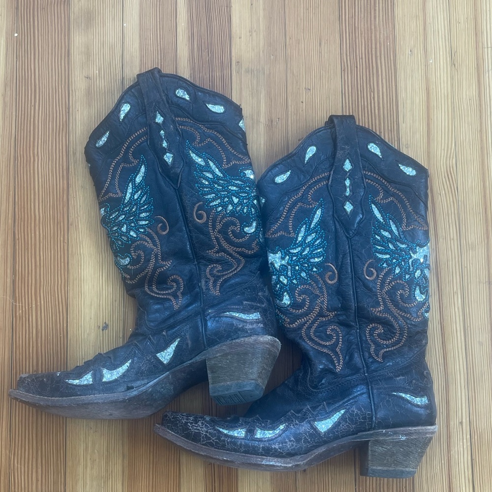 Corral sparkly eagle inlay cowgirl boots